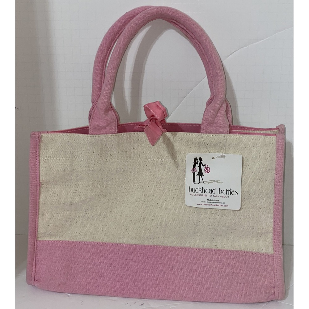 Buckhead Betties Harbor Bae Baby Pink Cream Canvas Mini Tote Bag MT1-66279 NWT